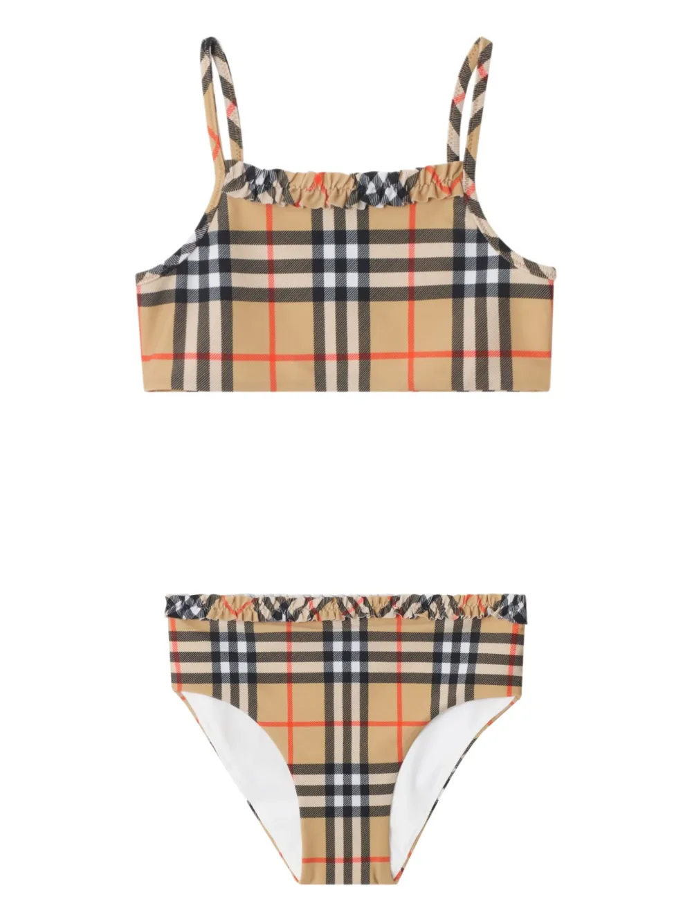 Burberry Kids ruffled check-pattern bikini | Neutrals | Image 1