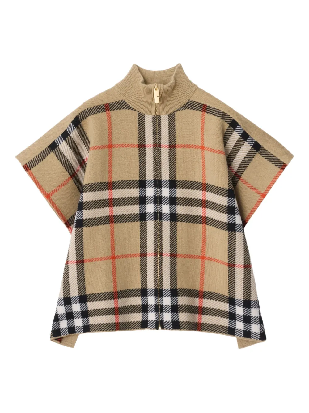 Burberry Kids Wendbares Strick-Cape mit Check - Nude