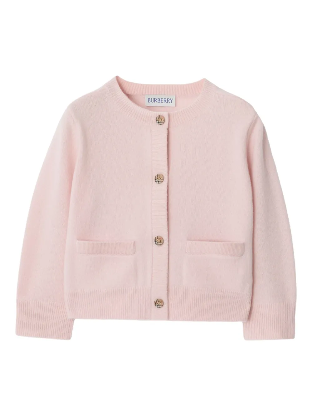 Burberry Kids checked-patches buttoned cardigan | Pink | Image 1