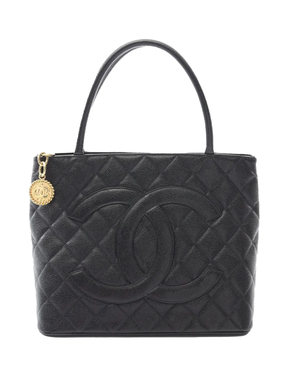 CHANEL Pre-Owned 2003-2004 キャビア メダリオン トートバッグ - ブラック