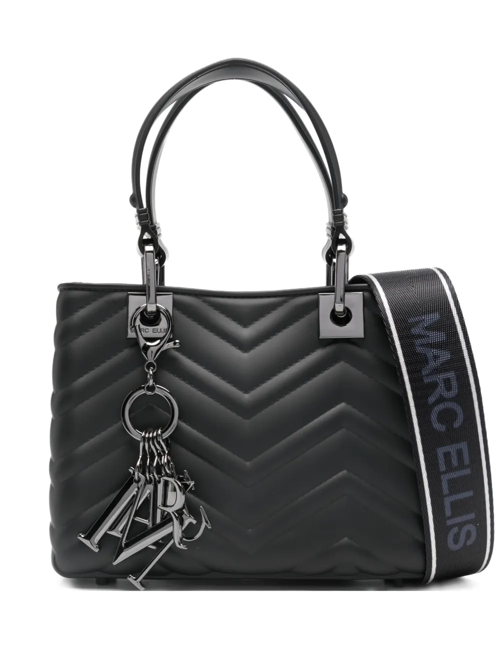 Marc Ellis Logo-charm Shoulder Bag In Black