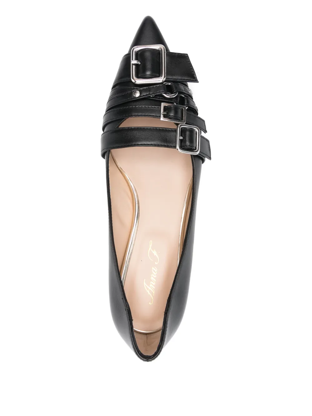 Anna F. 45 mm pumps met puntige neus en gesp Zwart