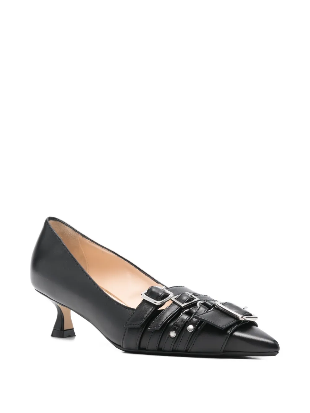 Anna F. 45 mm pumps met puntige neus en gesp Zwart