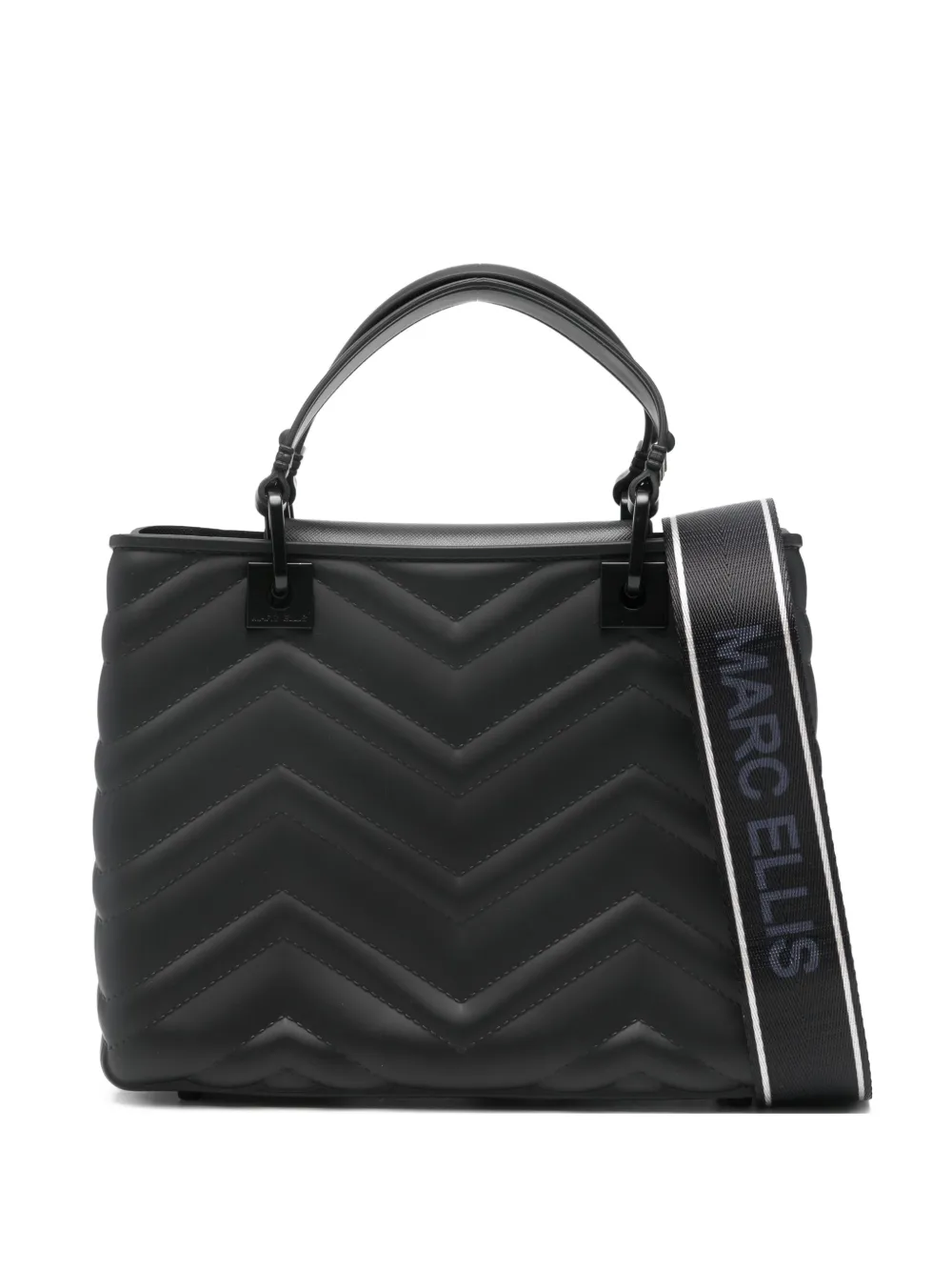 Marc Ellis Flat Krissy chevron-pattern tote bag | Black | Image 1