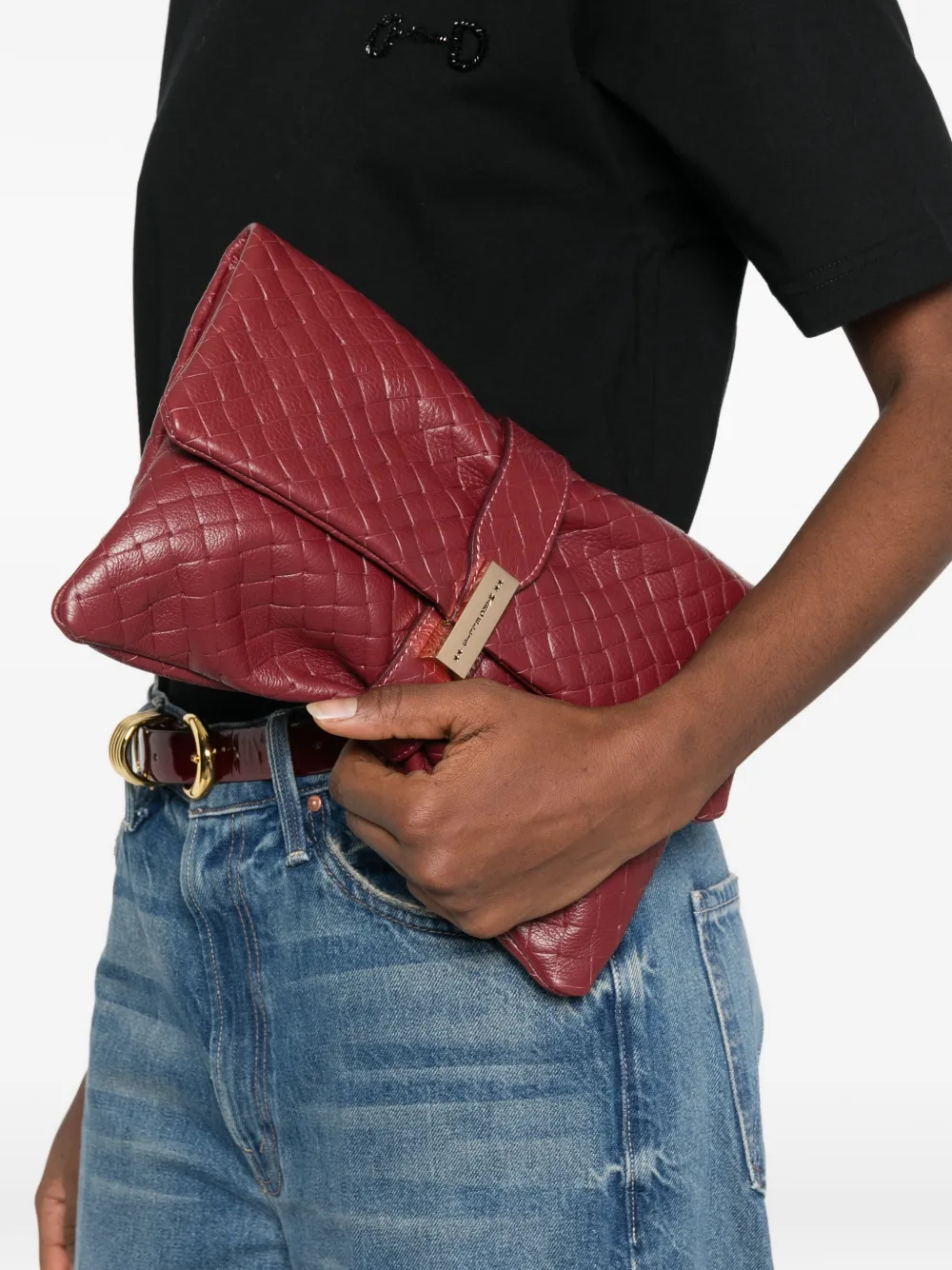 Marc Ellis logo-plaque clutch bag - Rood