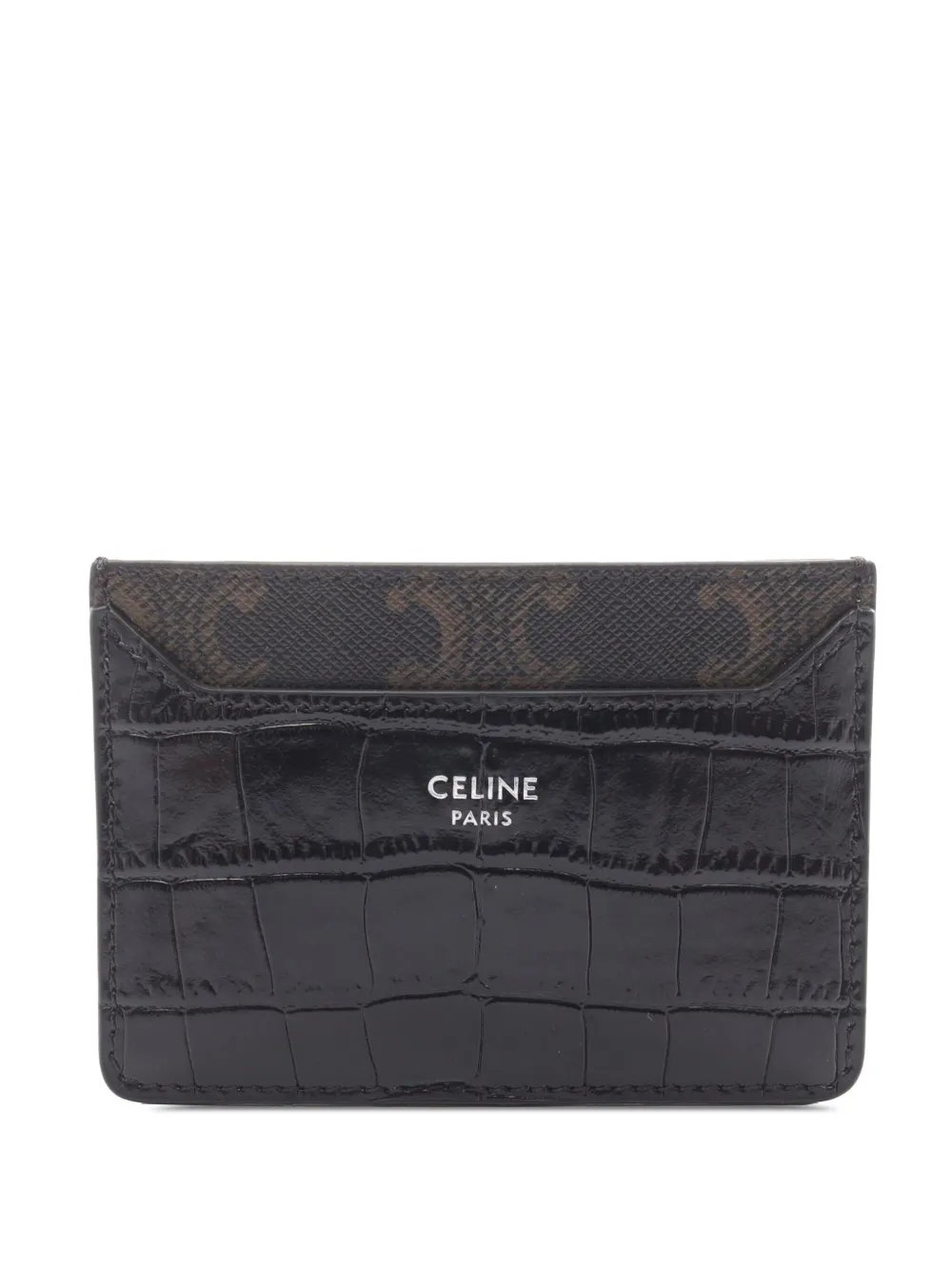 Celine Pre-Owned 2010-2025 クロコエンボスレザー トリオンフ カードケース - ブラック Celine Pre-Owned 2010-2025 クロコエンボスレザー トリオンフ カードケース - ブラック