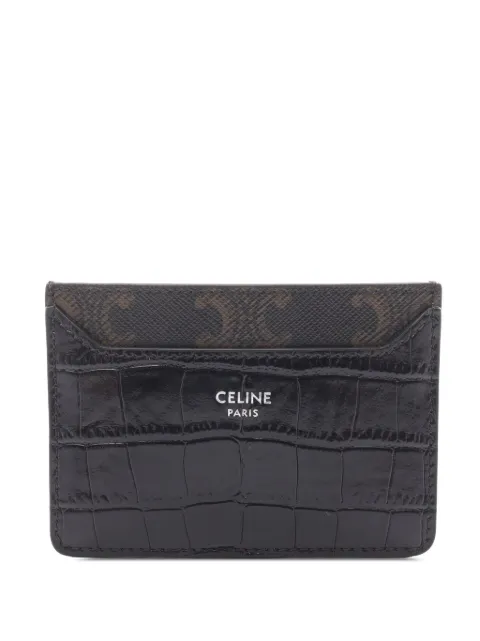 Celine Pre-Owned 2010-2025 Croc Embossed Leather Triomphe card holder
