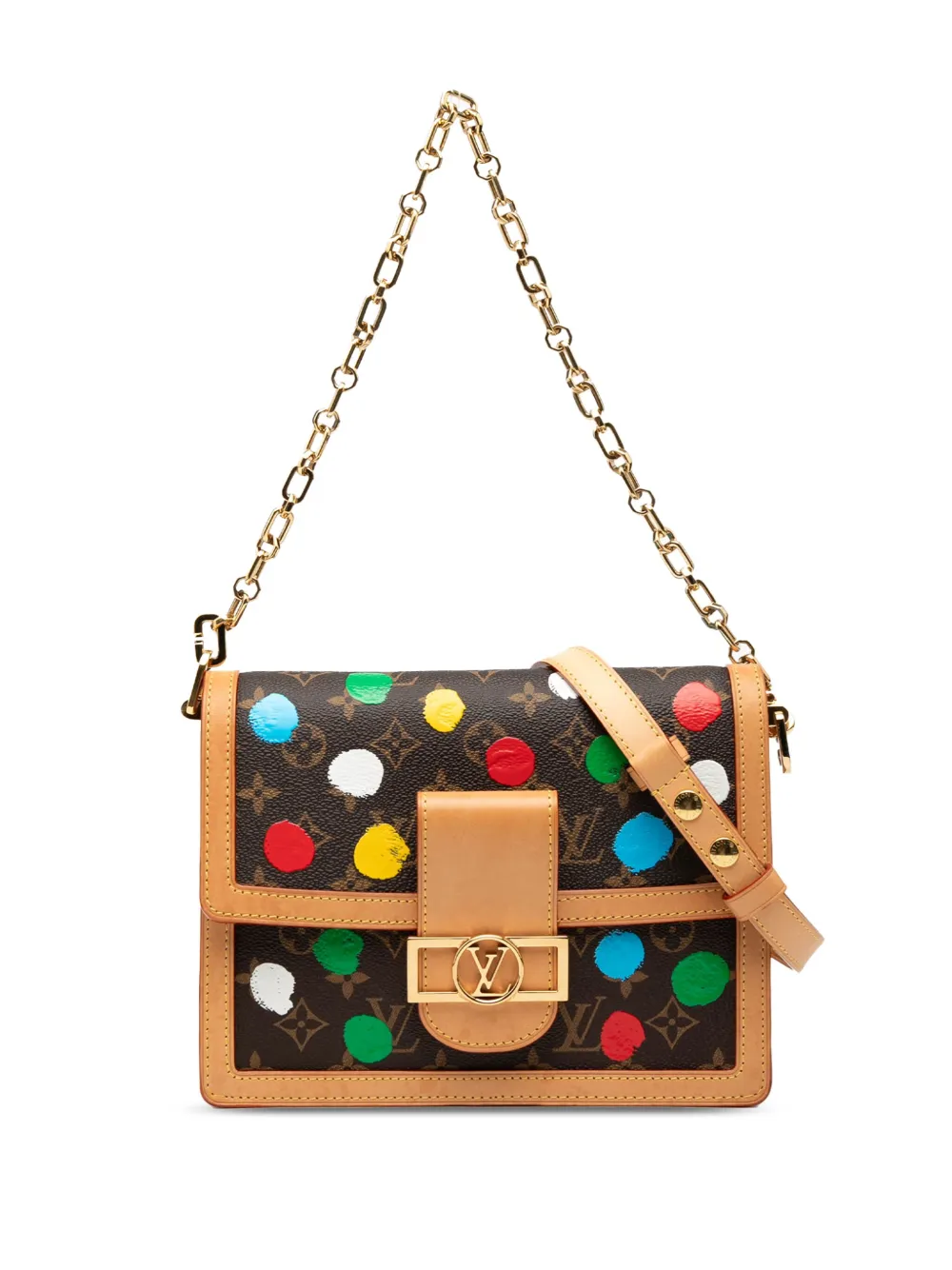 Louis Vuitton Pre-Owned 2023 草間彌生 モノグラム ペイントドット ドーフィーヌ MM サッチェルバッグ - Louis Vuitton Pre-Owned 2023 草間彌生 モノグラム ペイントドット ドーフィーヌ MM サッチェルバッグ -