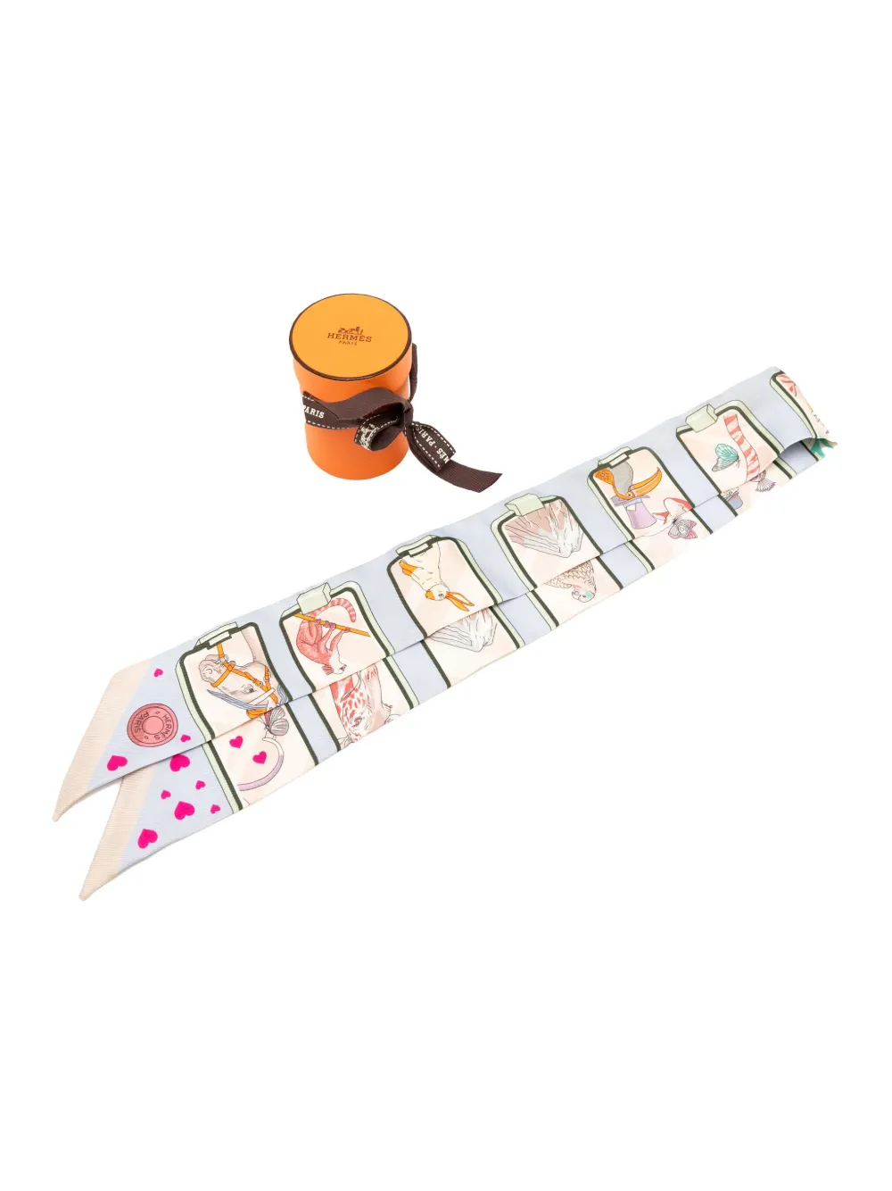 Pre-owned Hermes 2010-2025 Story Silk Twilly Scarf Scarves In Blue