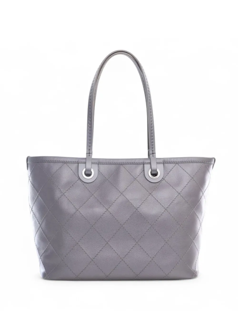 CHANEL Pre-owned 2014-2015 Large Quilted Metallic Caviar Shopping Fever Tote Bag In Silver