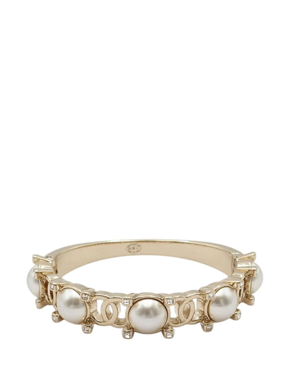 CHANEL Pre-Owned 2021 ゴールドプレーテッド ココマーク フォーパール ラインストーン コスチューム ブレスレット - CHANEL Pre-Owned 2021 ゴールドプレーテッド ココマーク フォーパール ラインストーン コスチューム ブレスレット -