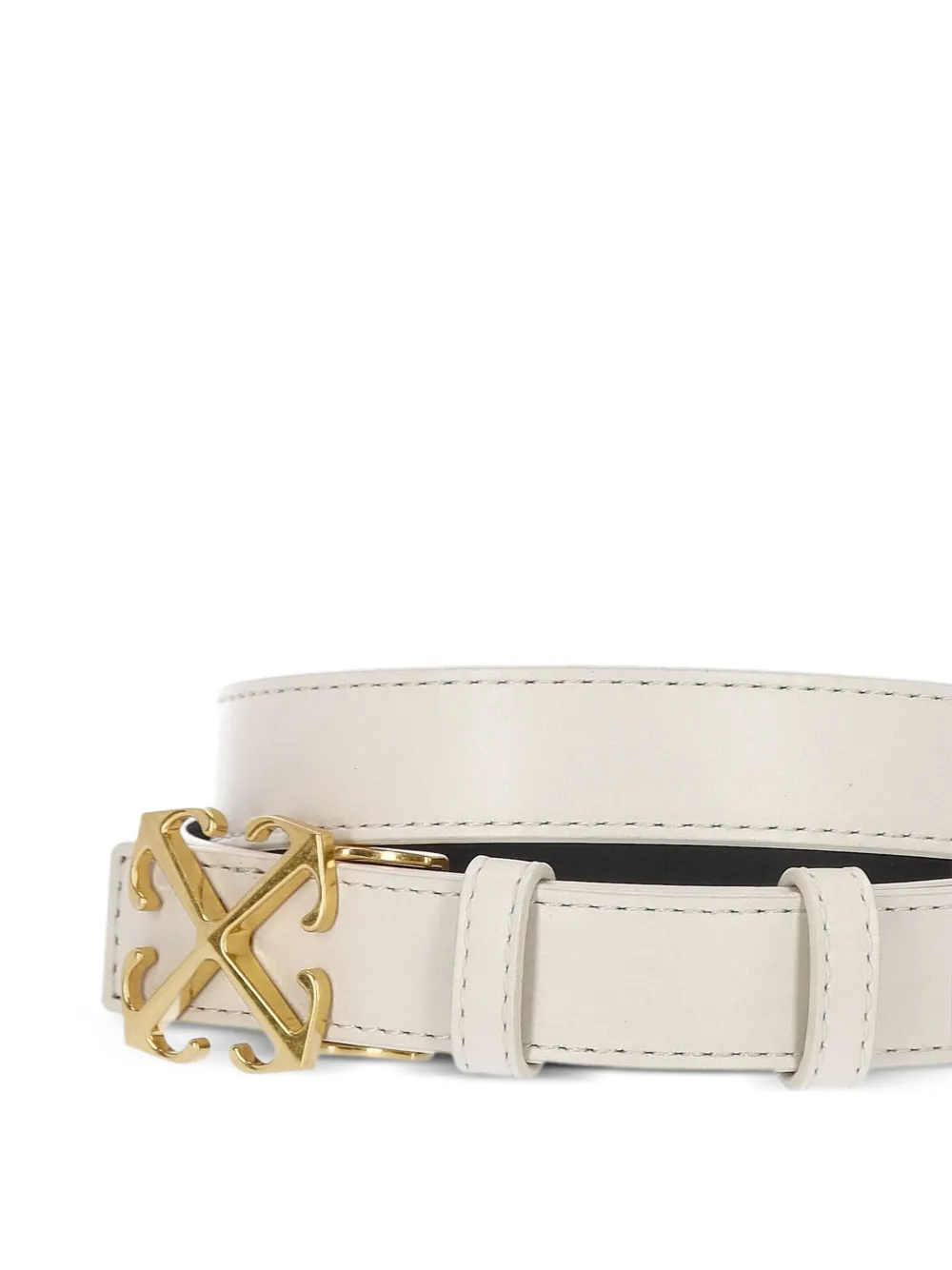 Off-White Leren gespriem met kenmerkend Arrows-patroon Beige