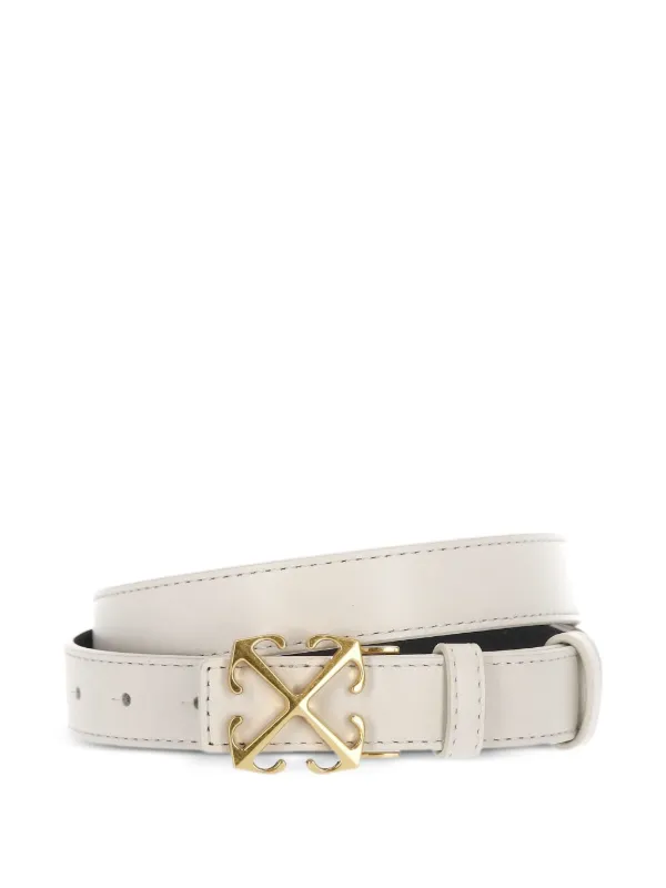 Off-White Signature Arrows Motif-buckle Leather Belt in Neutrals