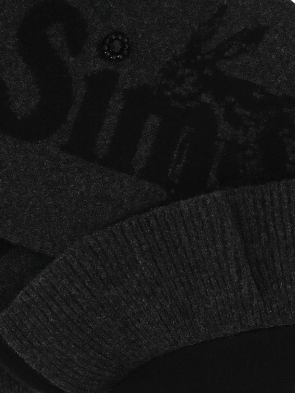 Simone Rocha ruffled logo scarf - Grijs