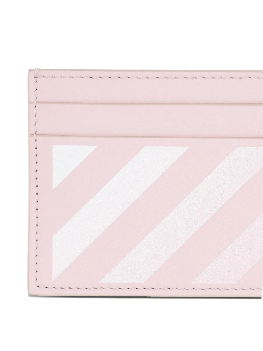 Off-white Leather Stripes Cardholder In Pink