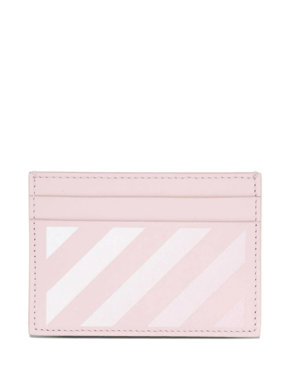 Off-white Leather Stripes Cardholder In Pink