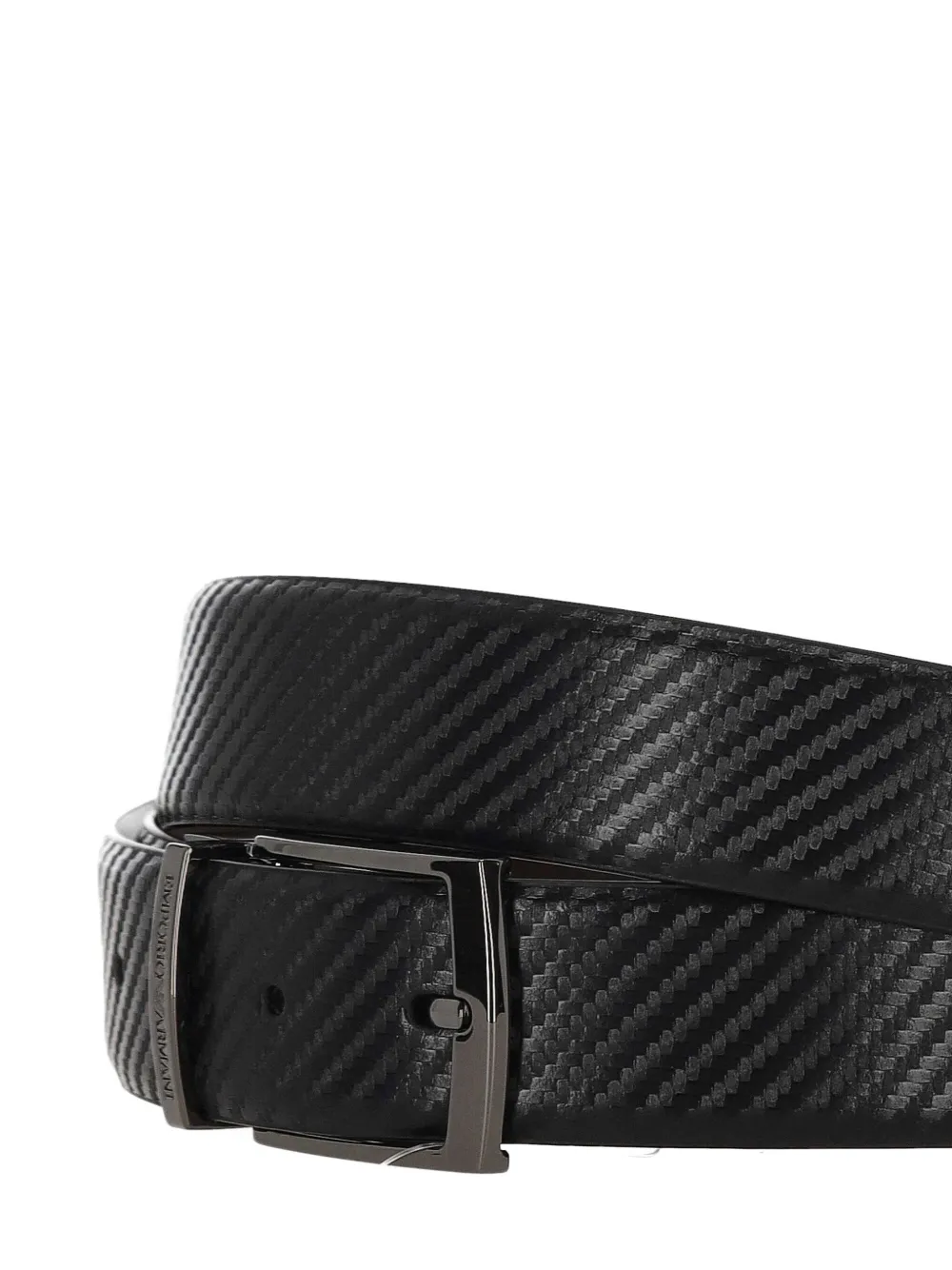 Emporio Armani textured buckle belt - Zwart