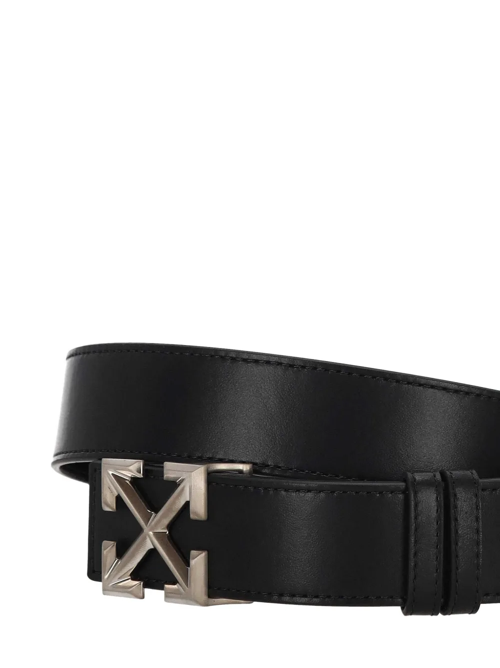 Off-white Arrow Buckle Leather Belt In Black