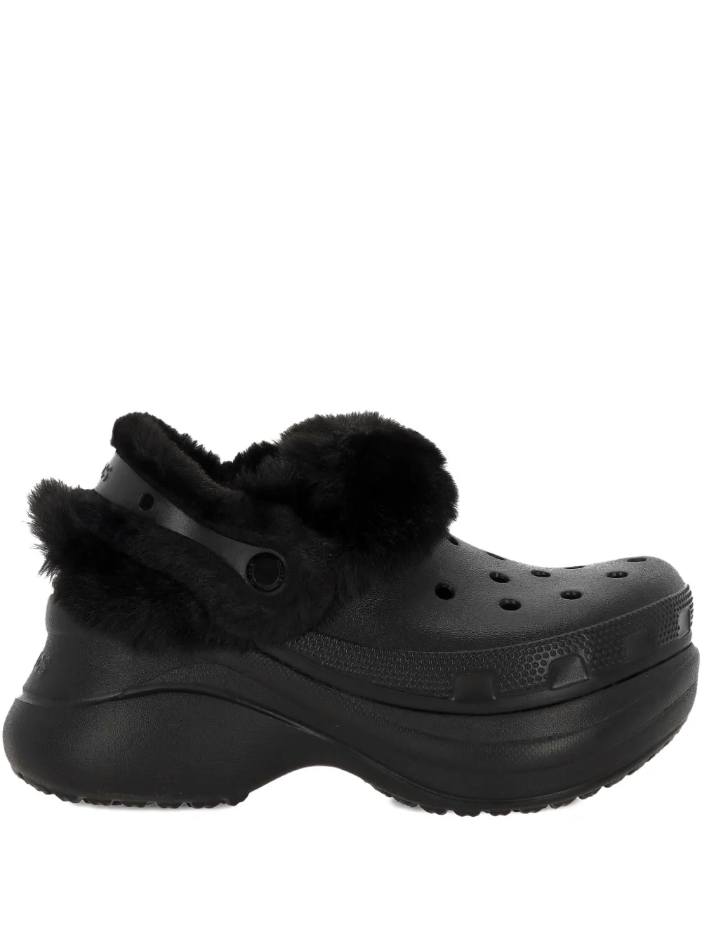 Crocs Bae Textured Lined Platform Slip-on In Black