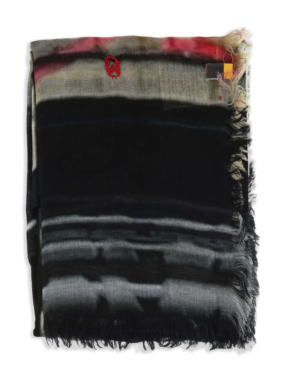 TALKING WALLS fringed scarf - Nero
