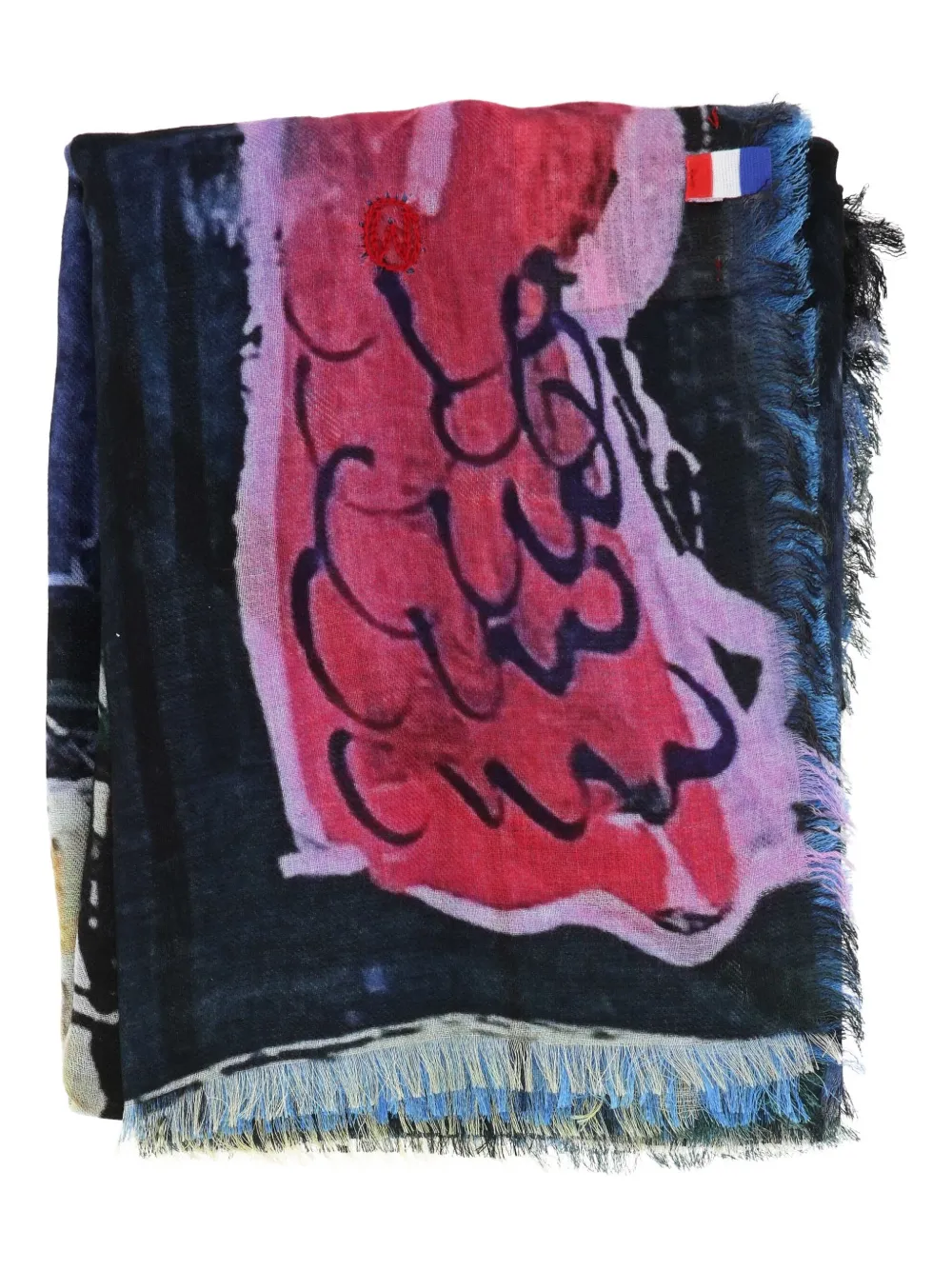 TALKING WALLS fringed scarf | Blue | Image 1