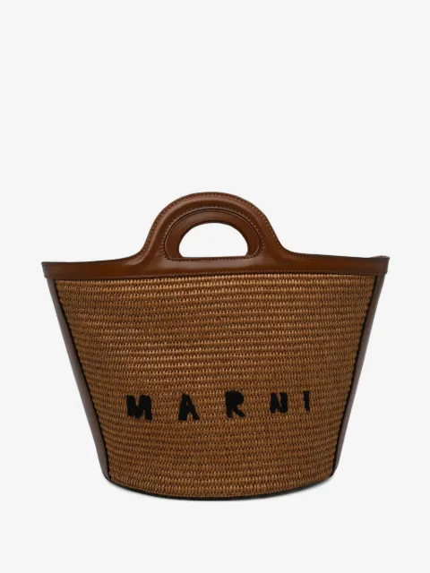 Marni Tropicalia small bag in leather and raffia-effect fabric
