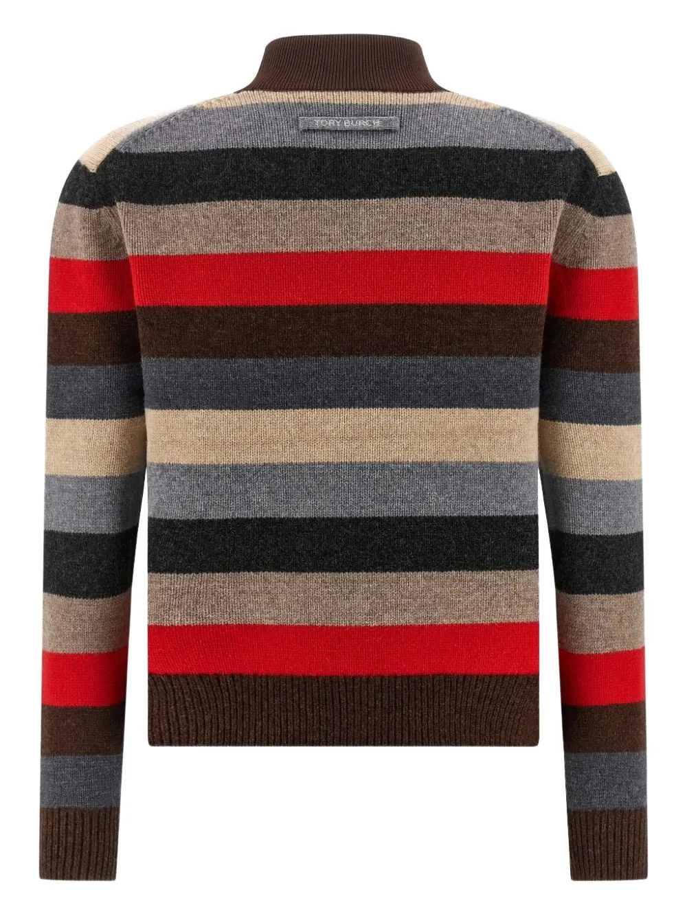 Tory Burch Striped High Neck Sweater In Multi