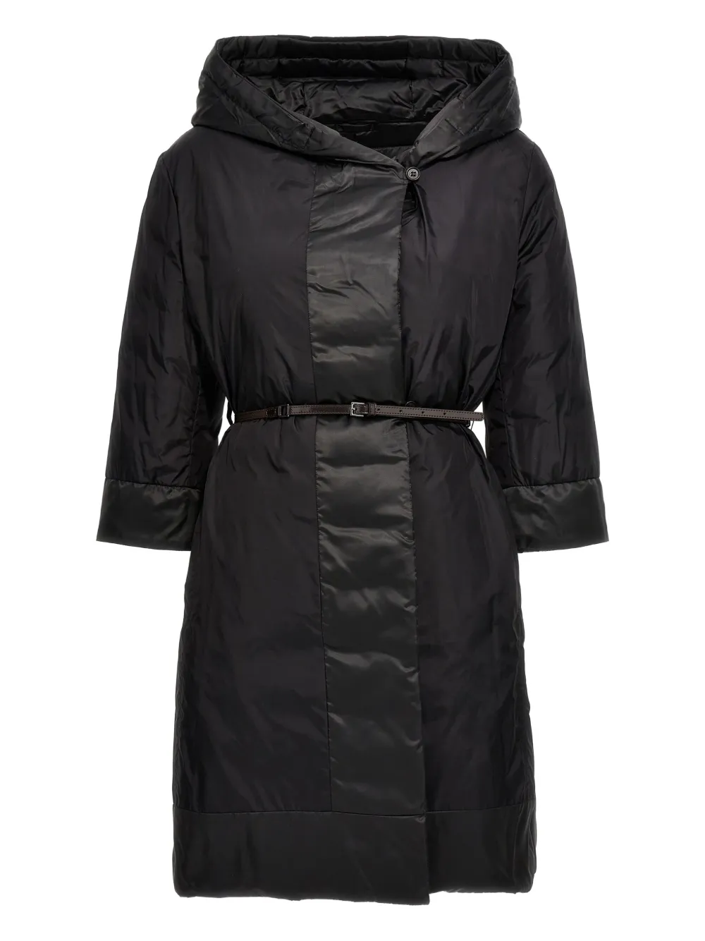 Max Mara Novef Reversible Quilted Coat In Black
