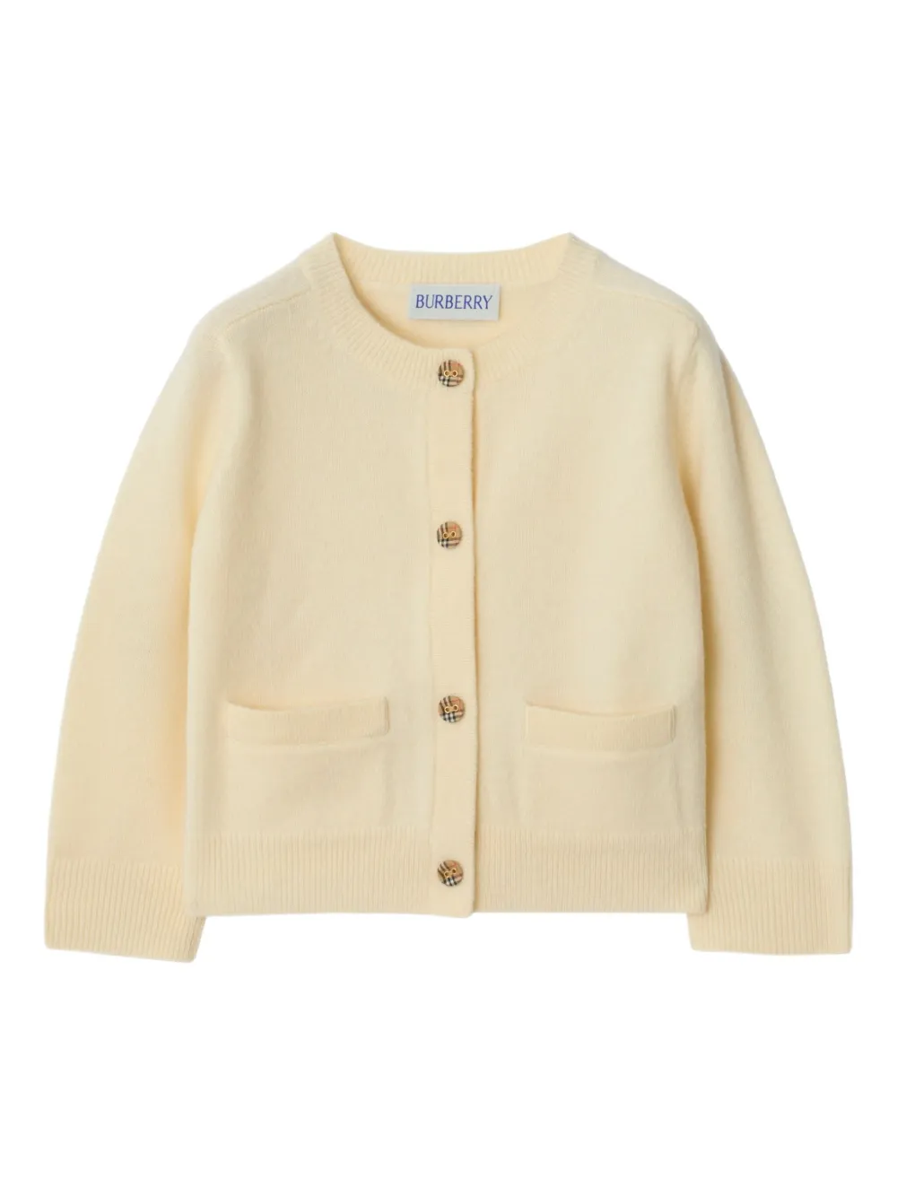 Burberry Kids checked-patch cardigan - ニュートラル