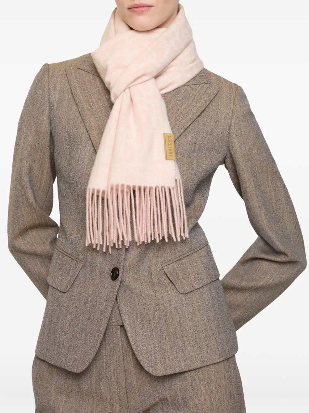 Burberry B Charm Fringed Scarf In Multi