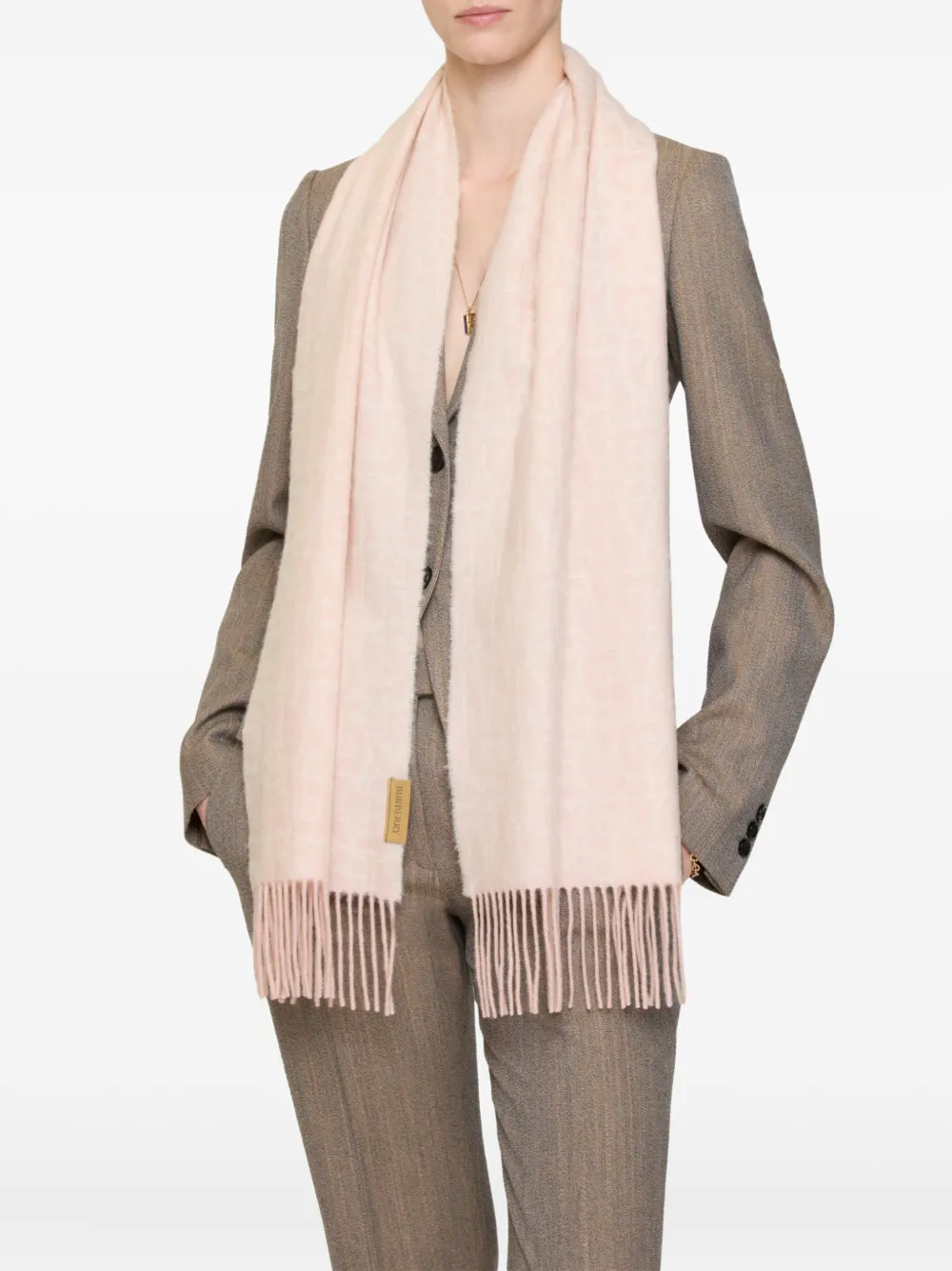 Burberry B Charm Fringed Scarf In Multi