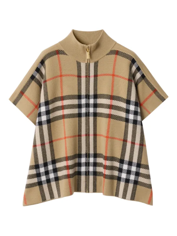 Burberry Kids リバーシブル チェック ケープ | ニュートラル