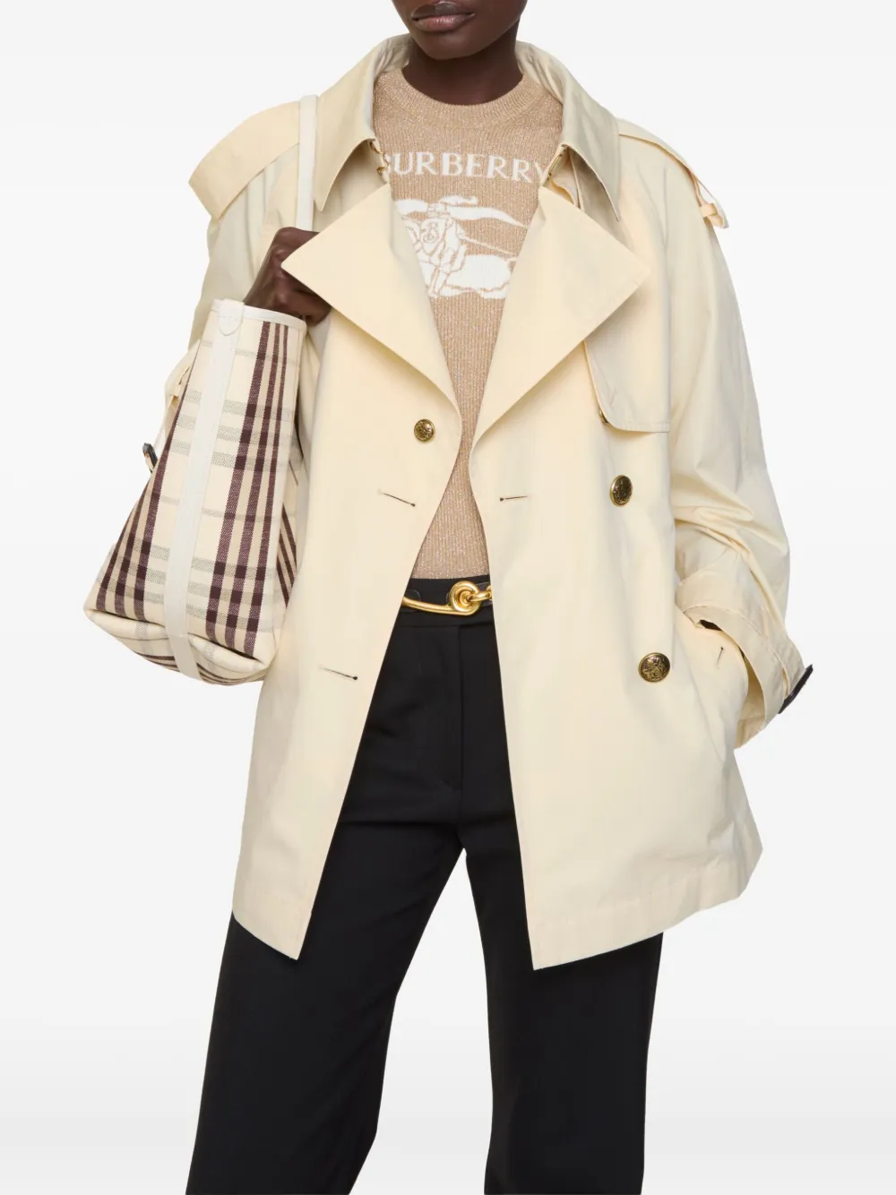 Burberry Fitzrovia trenchcoat met dubbele rij knopen en ceintuur Beige