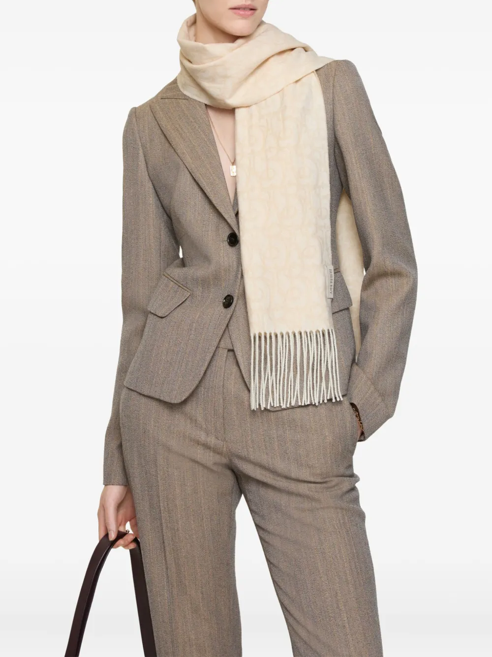 Burberry Kasjmier sjaal met B-bedel Beige