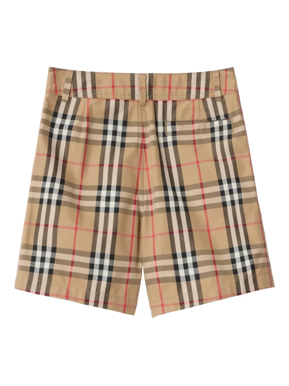 Burberry Kids Katoenen geruite shorts Beige