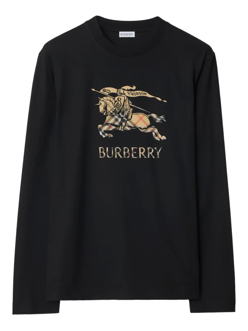 Burberry T-shirt Equestrian Knight a maniche lunghe - Nero
