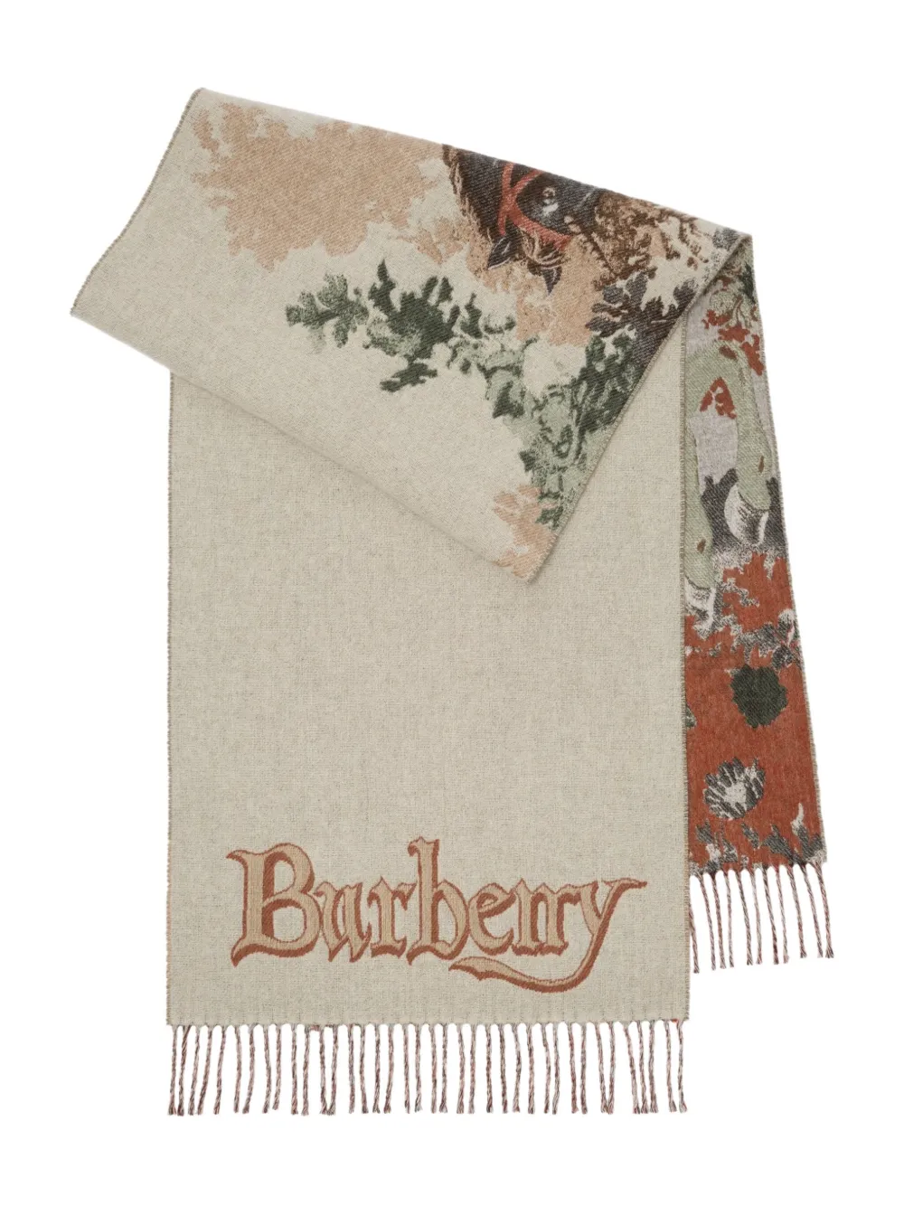 Burberry equestrian-knight portrait jacquard scarf - ニュートラル
