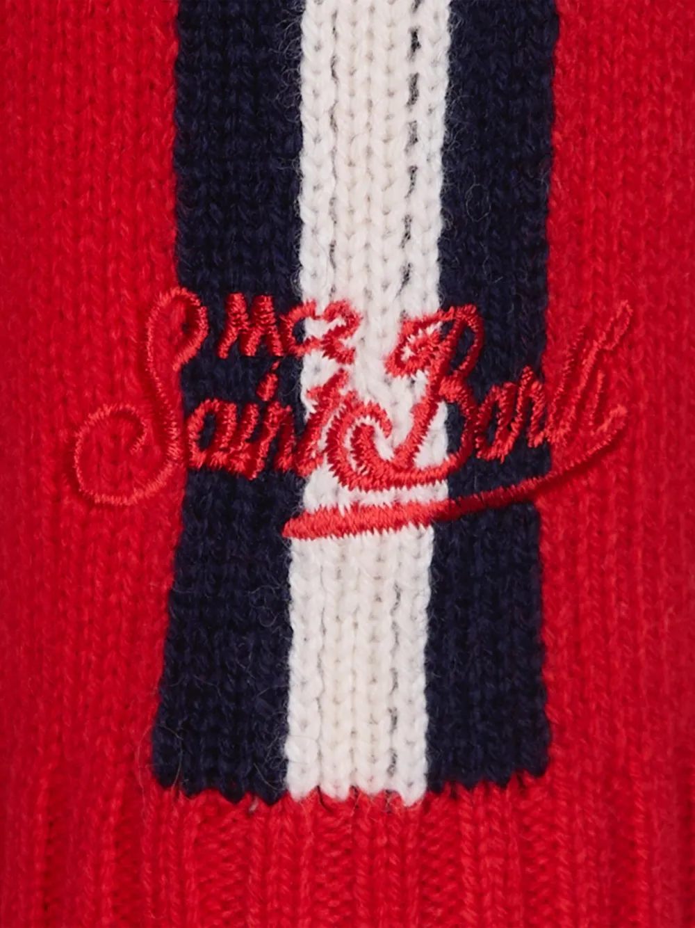 Mc2 Saint Barth Stripe Embellished Knitwear In White