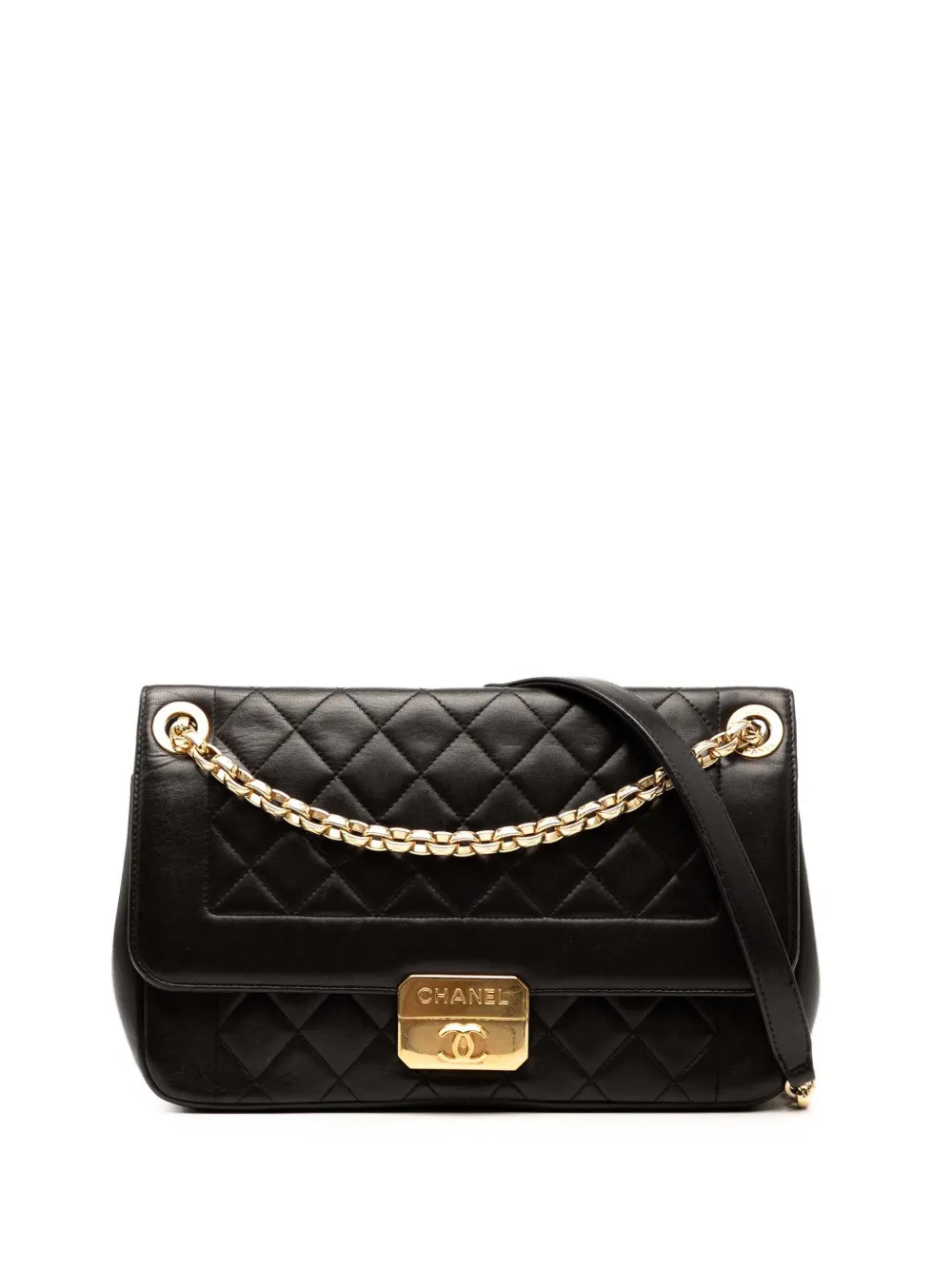 CHANEL Pre-Owned 2014 ラージ ラムスキン シック ウィズ ミー フラップ ショルダーバッグ - ブラック