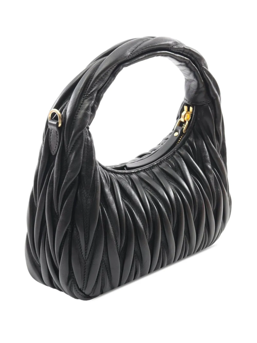 Pre-owned Miu Miu 2010-2025 Leather Matelasse Wonder Satchel In Black