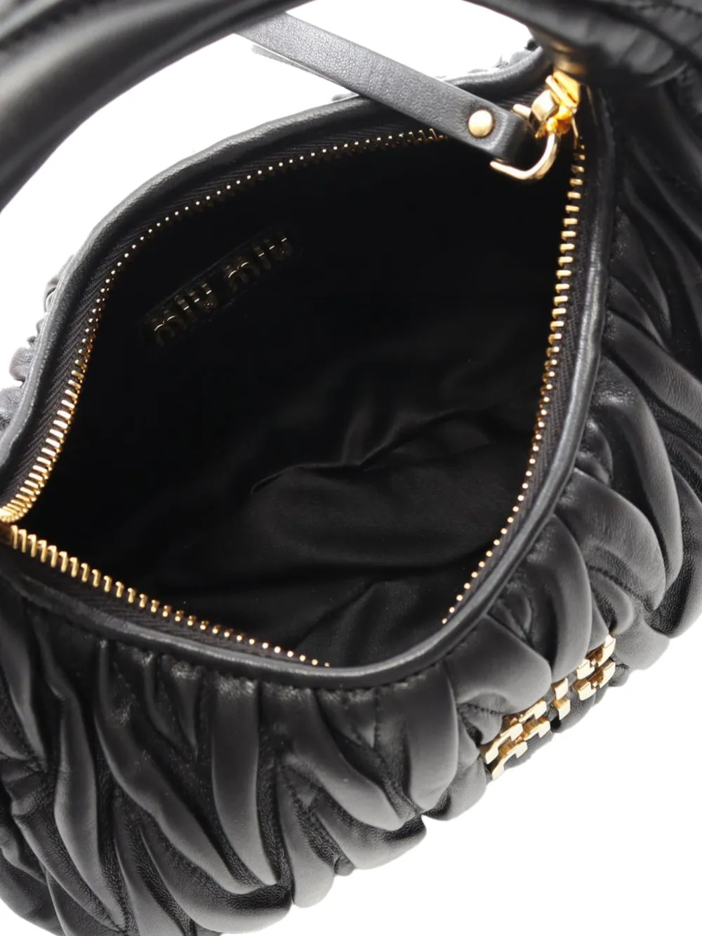 Pre-owned Miu Miu 2010-2025 Leather Matelasse Wonder Satchel In Black