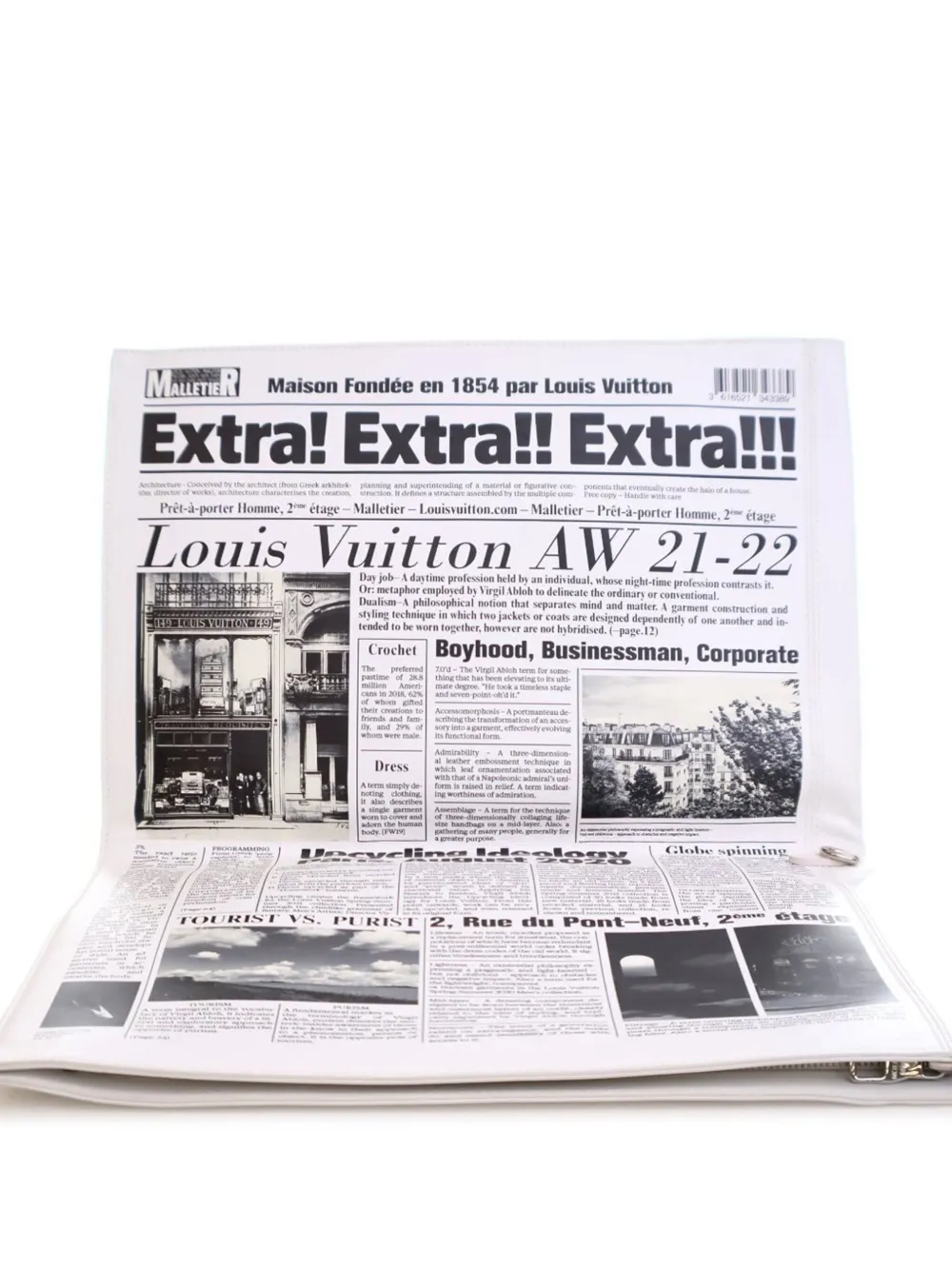Pre-owned Louis Vuitton 2020-2025 Leather Everyday Lv Newspaper Pouch Clutch Bag In White