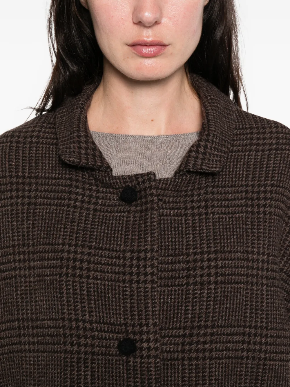 Daniela Gregis Single-breasted Check Coat In Brown