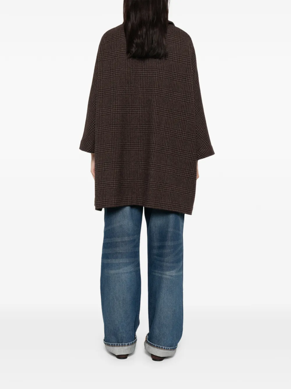 Daniela Gregis Single-breasted Check Coat In Brown