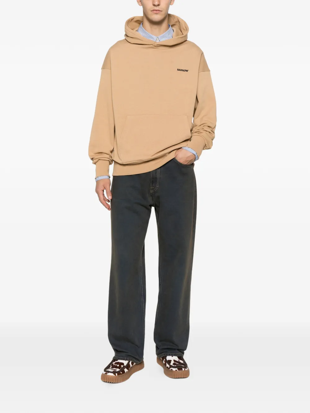 Barrow Logo-detail Long-sleeve Hoodie In Neutral