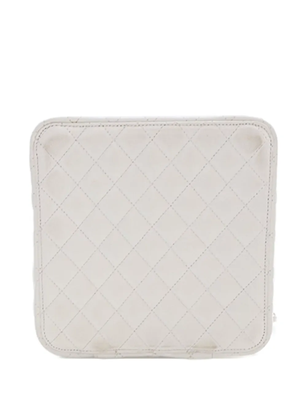CHANEL Pre-owned 2011 Large Quilted Lambskin Top Handle Jewelry Box With Chain Vanity Bag In White