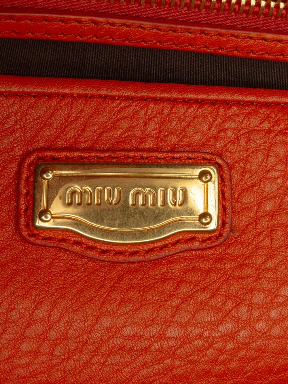 Pre-owned Miu Miu 2010 Goatskin Madras Leather Shoulder Bag In Orange