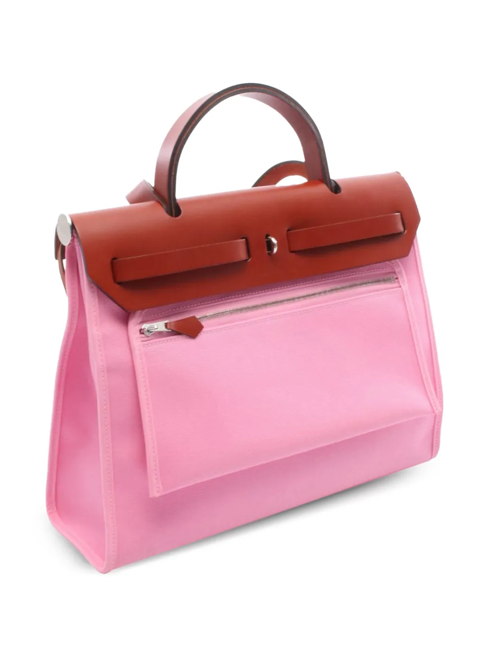 Pre-owned Hermes 2019 Toile Herbag Zip Pm Handbag In Pink