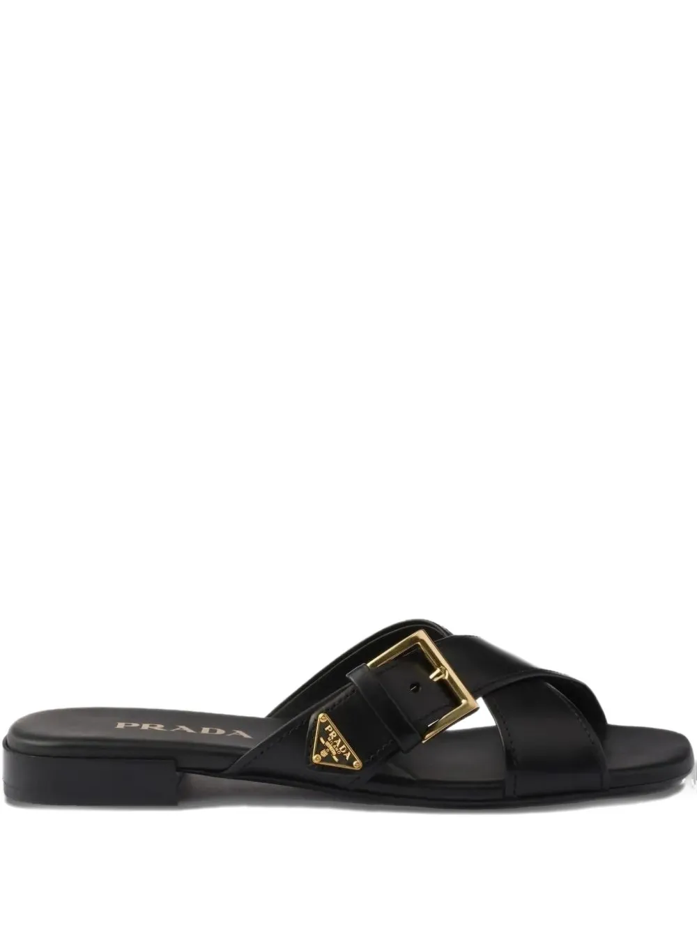 Prada buckle strap sandal Zwart