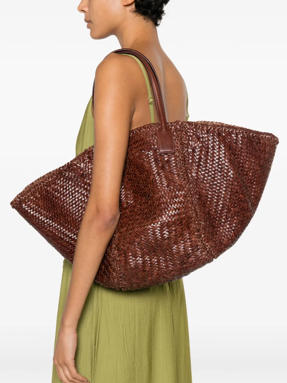DRAGON DIFFUSION Teresa geweven leren shopper Bruin